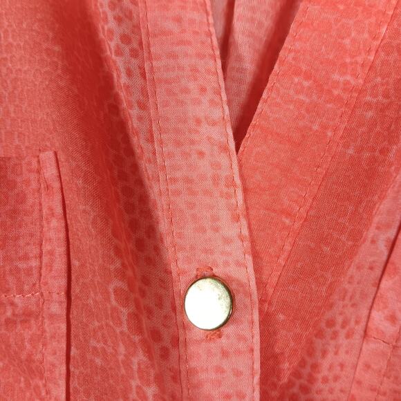Jaclyn Smith Tunic Size Medium Orange Snake Print Button Down Long Sleeve Pocket - Picture 6 of 10
